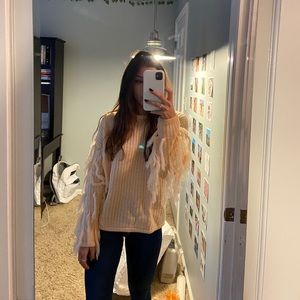 Fringe sleeve sweater!